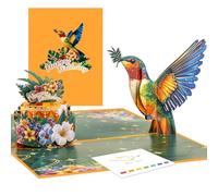 3D Pop Up Birthday Card for Women - Colorful Hummingbird with Tropical Flowers Birthday Greeting Card- Includes Envelope and Blank Note