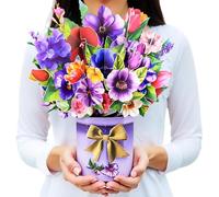 3D Pop Up Birthday Card, Forever Flower Gift Card with Violet Bouquet, Happy Birthday Card for Mom - Flower Bouquet Pop Up Card for Grandma Daughter Wife