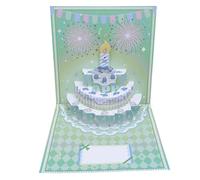 3D Pop Up Birthday Card Music Funny Birthday Card with 3D LED Light Birthday Cake Firework Happy Birthday Greeting Card for Women Men Kids Wife Mom Husband (Green)