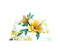 3D Pop Up Birthday Card With Lily Bouquet - Handmade - Yellow Flowers - 6" x 8"