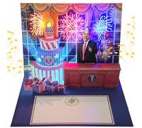 3D Pop-Up Birthday Card with Music & Light - Trump President’s Voice Funny Greeting, Happy Birthday Song & Blow-Out Candle Effect - Unique Gift for Him, Men, Women,