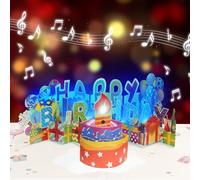 3D Pop Up Birthday Card with Music,Lights & Blowable Candle Funny Interactive Happy Birthday Greeting for Mom,Dad,Daughter,Son,Sister Friends Unique Personalized Gift (Card C-Gift Box)