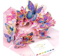 3D Pop Up Butterfly and Cherry Blossom Greeting Card - Elegant Handmade All Occasion Card for Women - Sympathy, Get Well, Birthday, Thank You, Thinking of You - Includes Envelope and Blank Notecard