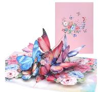 3D Pop Up Butterfly Card, Delicate Pop Up Cards for Women with Envelope Butterflies Flowers Pop Up Greeting Cards Ideal Gifts for Mom Wife Girlfriend for Birthday Christmas