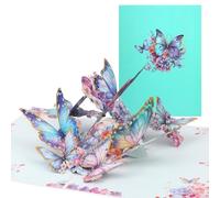 3D Pop up Butterfly Card, Gold Stamping Greeting Card with Envelope Colorful Pop up Butterfly Flower Anniversary Birthday Card Delicate Gift for Women Mum Daughter Mother’s Day Valentine's Day