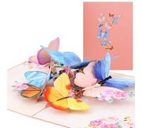 3D Pop Up Butterfly Card, Premium Paper Pop Up Flower Card with Envelope Flying Butterfly Cards Greeting Gift Card Women Christmas Birthday Valentine's Day Mother’s Day Supplies