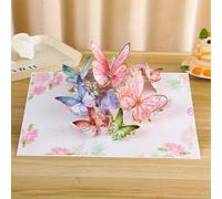 3D Pop-Up Butterfly Greeting Card - Sculpture Paper with Gold Edges in French Style | Elegant Gift for Mother's Day, Birthdays and Saint | Envelope Included