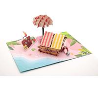 3D Pop Up Card Oceanfront Card for All Occasions, Handmade Card, Holiday Voucher, Birthday Card, Greetings Card, Beach, Bon Voyage, Vacation, Retirement, Mother’s Day, Father’s Day