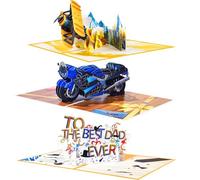 3D Pop-Up Card Set for Men - Adventure Biplane, Motorcycle, and Best Dad Ever Greeting - for Father's Day, Birthdays, Retirements - Includes Envelopes & Blank Notes