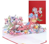 3D Pop Up Card, Stylish Butterfly Bicycle Design Pop Up Greeting Cards with Envelope Women Pop Up Birthday Card Creative Gifts for Mother’s Day Valentine's Day Graduation Parties