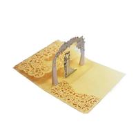 3D Pop Up Card Trifold Pocket Wedding Invitation Laser Cut Greeting for Wedding Ceremony(Yellow)