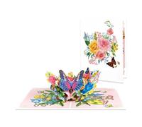 3D Pop Up Cards, Butterfly Flower Greeting Cards with Envelope for Any Occasion, Mother's Day Gift, Anniversary, Birthday, Valentine, Christmas
