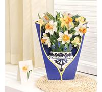 3D Pop Up Cards Daffodil Flower Bouquet 30cm Paper Flower Popup Gift Greeting Card with Blank Note Card and Envelope for Wife, Husband. Mother, Father, Nana, Grandmother, Grandfather, Friend, bff