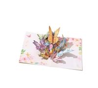 3D Pop-Up Cards Flowers Birthday Card Postcard Maple Cherry Tree Wedding Invitations Congratulation 3D Pop Up Invitation Card(Yellow)
