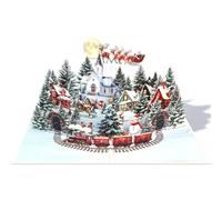 3D Pop Up Christmas Card, Winter Village Train Pop-Up Greeting Card with Envelope & Note Card, Vintage Holiday Keepsake Display for Family, Friends, Mom, Dad, Merry Christmas & New Year Tabletop Decor