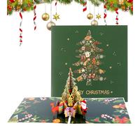 3D Pop up Christmas Cards, Christmas Tree Pop up Card for Children, Xmas Greeting Card Gift Cards with Envelope, Santa Reindeer Boxed Christmas Cards with Envelope for Family Friends Gift