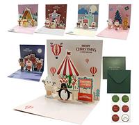 3D Pop Up Christmas Cards Funny Merry Christmas Cards with Envelopes 6 Pack 3D luxury Christmas Cards with Cute Santa Claus Reindeer Castle Christmas Greeting Cards Gift Cards for Family Friends Kids