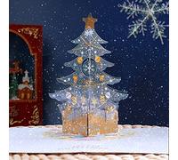 3D Pop Up Christmas Cards Greeting Card Merry Christmas Tree Pop Up Cards PVC Hollow Carving Color Printing Repeated Folding 3D Christmas Cards Pop Up, Writing Blessings Gift