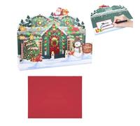 3D Pop up Christmas Musical Christmas Cards, Animated Christmas Card with LED, Playing 3 Songs with 3 Matching Lights Blinking Modes, Christmas Greeting Card for Festive Holiday Gifts