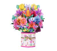 3D Pop Up Flower Bouquet Card - Flower Pop Up Card - 3D Paper Bouquet Card - Pop Up Flower Greeting Cards - Birthday Gift Cards With Flower Card for Women - Birthday Thank You Mother's Day Card (J)