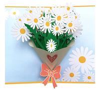 3D Pop Up Flower Bouquet Greeting Card with Envelopes, Valentine Birthday Gift Card, Anniversary Greeting Card, Blank Card for Christmas New Year Fathers and Mothers Day(Little Daisy)