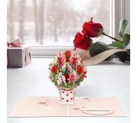 3D Pop-Up Flower Bouquet Valentine’s Card, Personalized Love Message & Valentines Envelopes, Forever-Blooming Pop-Up flower Valentine’s Card, 3D Flower Pop up Cards 2-in-1 Gift & Décor (B)