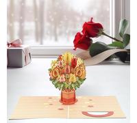 3D Pop-Up Flower Bouquet Valentine’s Card, Personalized Love Message & Valentines Envelopes, Forever-Blooming Pop-Up flower Valentine’s Card, 3D Flower Pop up Cards 2-in-1 Gift & Décor (C)