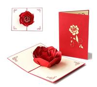 3D Pop Up Greeting Anniversary Card for Her, Romantic Rose Flower Valentines Card for Her or Him Gift, Fold Greeting Cards with Envelope for Birthday, Wedding, Valentine's Day, Includes Envelope