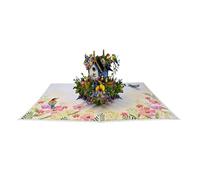 3D Pop-Up Greeting Card Bird House & Flower Meadow - Detailed Effect Card with Songbirds, Opened 26 x 18 cm, Assembly Height 11 cm, Includes White Envelope - Gift for Garden Lovers, Mother's Day