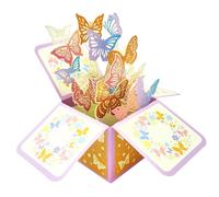 3D Pop Up Greeting Card, Butterflies Flying Pull-out Surprise Gift Box with Envelope, Anniversary Valentine Birthday Gift Cards for Mum Grandma Wife Girlfriend