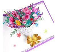 3D Pop Up Greeting Card, Floral Design Handmade Bouquet Birthday Cards with Envelope, Blank Card, Valentine's Day, Christmas, Anniversary, Wedding, For Wife,Mom,Sister,Childs,Girlfriend (Magnolia)