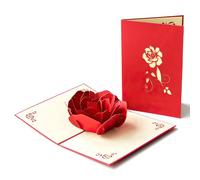 3D Pop Up Greeting Card for Her Him, Handmade Universal Greeting Card, Romantic Rose Flower Valentines Cards for Anniversary, Valentine's Day, Mother's Day & More