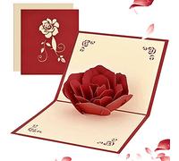 3D Pop Up Greeting Card for Her Him, Romantic Rose Flower Valentines Card for Wife Husband Girlfriend Boyfriend Mum Dad Gift, Fold Greeting Cards with Envelope for Birthday, Wedding, Valentine's Day