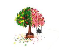 3D Pop-Up Greeting Card "Four Seasons Tree" - Creative Effect Card, Open 30 x 20 x 13 cm, Closed 15 x 20 cm, Includes White Envelope - Gift for Birthday, Anniversary, Wedding