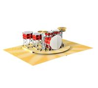 3D Pop-Up Greeting Card - Music Drum Kit Scene - Handmade Card for Birthday Graduation Recital or Music Lovers - Keepsake with Envelope and Message Insert - 12.7 x 17.8 cm