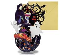 3D Pop Up Halloween Card, Halloween Cemetery Greeting Card with Haunted House, Ghosts, Pumpkins, Witches includ Envelope and Note Tag for Kids, Girls, Boys, Friend, Family