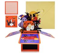 3D Pop Up Halloween Card, Happy Halloween Greeting Card with Haunted House, Ghosts, Pumpkins, Witches includ Envelope and Note Tag for Kids, Girls, Boys, Friend, Family