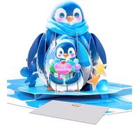 3D Pop-Up Mother's Day Card Cute Penguin Mom & Chick Design, Parent-Child Theme "Happy Mother's Day" Text, Includes Envelope & Blank Note Card for Mom, Stepmom, Expectant Mother, Grandma, Wife