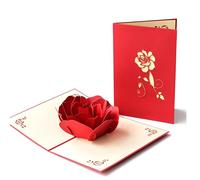 3D Pop Up Red Rose Flower Card,Romantic Fold Greeting Handmade Universal Greeting Card for Valentine's Day, Christmas, New Year and Other Occasions to Give to Special People.