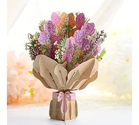 3D Pop Up Rose Bouquet Paper Flowers Card, 15 * 20cm, and Envelope-Birds of Paradise & Lotus Blossom Flowers, 11D Birthday Card, Greeting Cards , Note Card