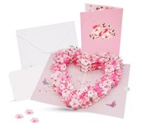 3D Pop-Up Sakura Heart Card with Slide-Opop up wedding card- Handcrafted Floral Design - Perfect for Anniversaries, Birthdays, Weddings and More