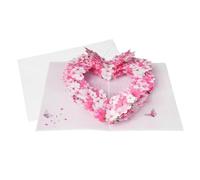 3D Pop Up Sakura Heart Card with Slide Out Message Note - Floral Wedding Anniversary Card for Wife or Husband - Handmade Romantic Happy Anniversary Card for Birthday Valentine’s Day Wedding and More