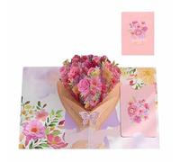 3D Pop Up Valentine Card, 3D Forever Flowers Rose Bouquet Greeting Gards Gift, Romantic Flower Card Birthday Cards Gift for Women, Mun, Wife, Girlfriend(G)