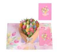 3D Pop Up Valentine Card, 3D Forever Flowers Rose Bouquet Greeting Gards Gift, Romantic Flower Card Birthday Cards Gift for Women, Mun, Wife, Girlfriend(J)