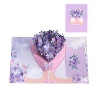 3D Pop Up Valentine Card, 3D Forever Flowers Rose Bouquet Greeting Gards Gift, Romantic Flower Card Birthday Cards Gift for Women, Mun, Wife, Girlfriend (H)