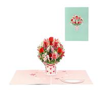 3D Pop Up Valentine Card, 3D Forever Flowers Rose Bouquet Greeting Gards Gift, Romantic Flower Card Birthday Cards Gift for Women, Mun, Wife, Girlfriend (B)