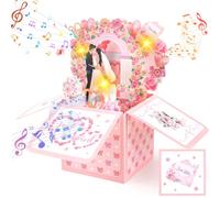 3D Pop Up Wedding Card with Music & Light,Just Married LED Musical Congratulations Card,Romantic Keepsake Gift for Bride and Groom,Unusual Wedding Gifts for Daughter,Best Friend,Brother, Sister in Law