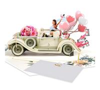 3D Pop Up Wedding Cards with Vintage Car for Bride and Groom Gift Greeting Card for Engagement Marriage Anniversary