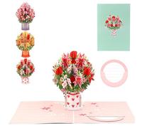 3D Pop-Up Wildflower Valentine’s Card, 2-in-1 Flower Pop-Up Card & Décor, Personalized Love Message & Everlasting Bloom, Flower Bouquet Card Gift for Girlfriend Wife Anniversary Every Moment (B)