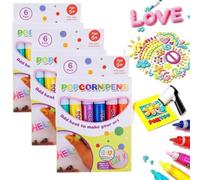 3D Popcorn Pens,DIY Popcorn Drawing Pens,6 Colors Drawing Paint Pens,Colourful DIY Puffy Art Painting Supplies,for Greeting Birthday Cards Christmas (3 box)